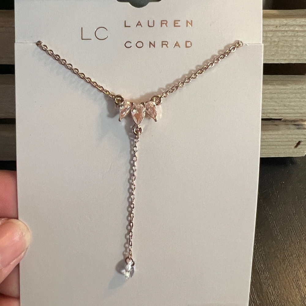 LC Lauren Conrad Rose Gold/Pink Cubic Zirconia Necklace